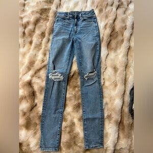American Eagle Outfitters Ripped Blue Skinny Jeans